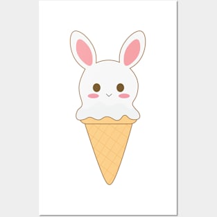 Bunny Ice-cream Cone Posters and Art